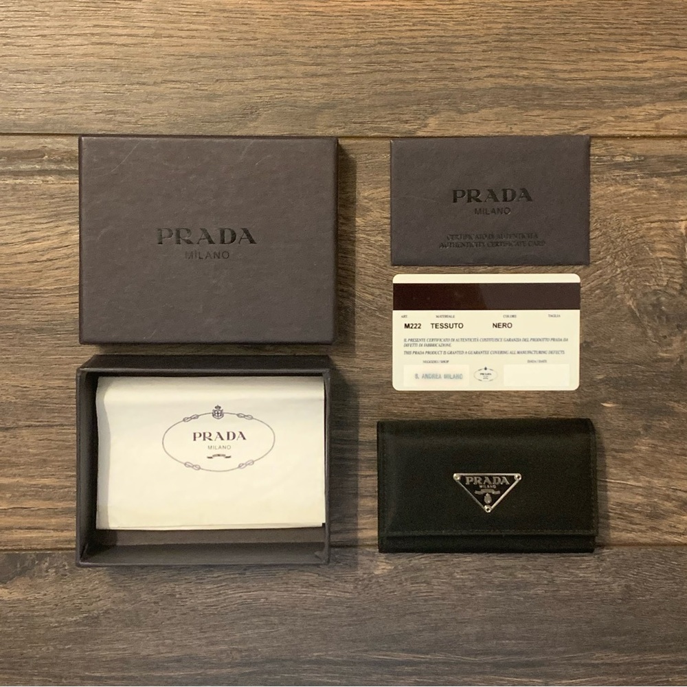 Prada Nero (Black) Nylon and Saffiano Leather 6 Key Holder Case